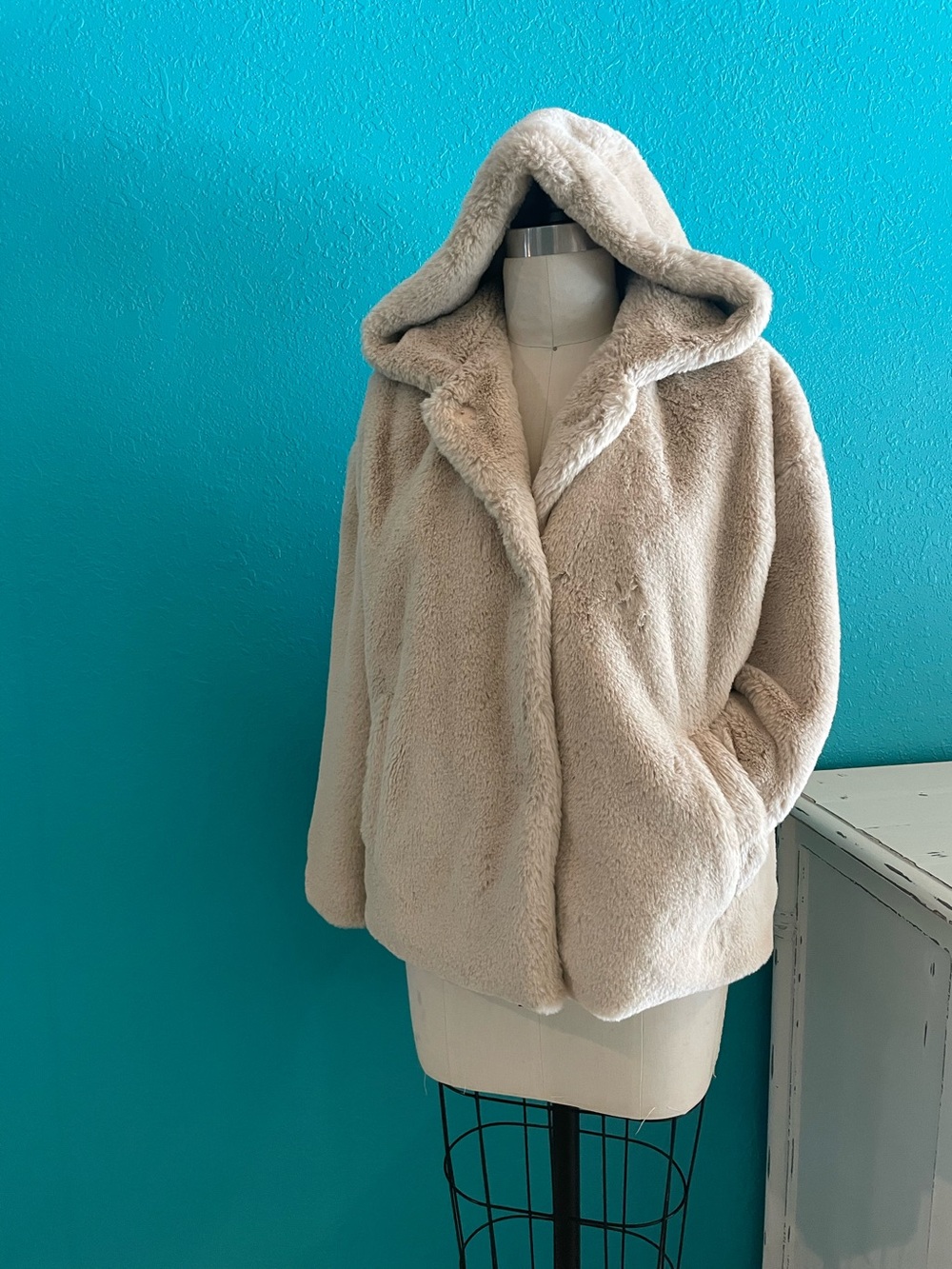 NWOT ZARA BASIC TEDDY FAUX FUR COAT SWING JACKET